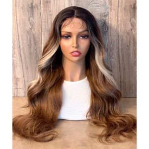 Ombre Brown Blonde Highlights Bodywave Lace Front Wig